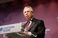 Mansur YavaÃÅ¸, mayor of Ankara, speaks about the state of democracy in Turkey, at Chatham House Royalty Free Stock Photo